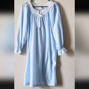 Vintage 60s Damea  Blue Gown Longsleeve Classic Nap Dress Smock House Dress Sz L